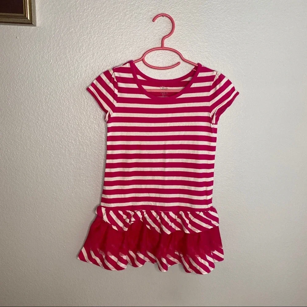Children’s Place Pink and white Stripe Dress Sz 4